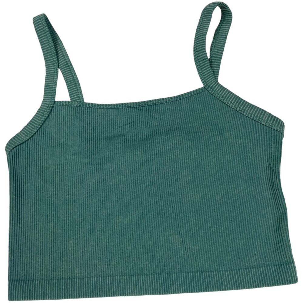 Colsie Crop Top Green Spaghetti Strap Ribbed Knit Stretch Tank‎ Junior's XL